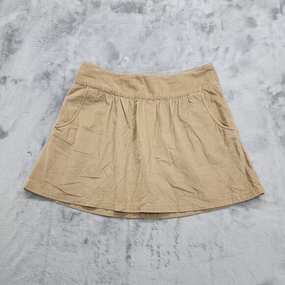 Old Navy Skirt Womens 6 Tan Corduroy Pleated A-Line Mini Pockets Stretch Preppy - Picture 1 of 9